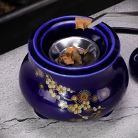 ceramic incense burner flower electric room fragrance aroma oil burner blue yoga plate wierook houder insense holder zen decor