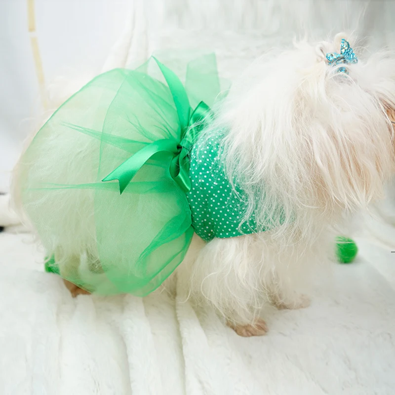 

Pet Skirt Dress Funny Mesh Pet Cat Dresses Small Dog Clothing Cosplay Cat Costume Christmas Dress Up Skirt Dog Green Dress Puppy