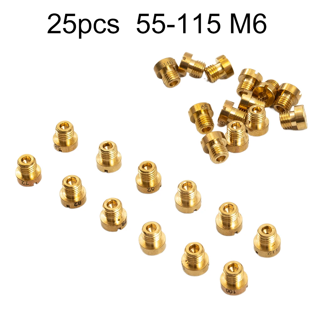 

Carburetor Nozzle Gold Metal Main Jet 55-115 M6 Exquisite For Dellorto & Mikuni Carburetors 6mm Main Jet Set 25pcs Car Accesorie