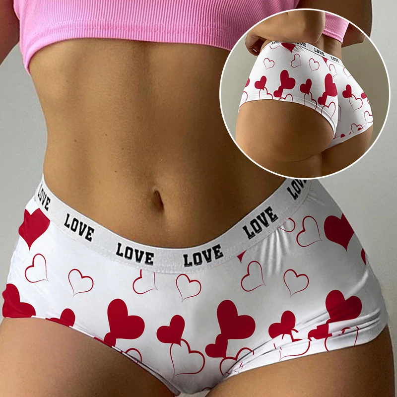 

Fashion Heart Printed Panties Women Breathable Underwear Comfort Cute Girls Briefs Ladies Seamless Lingeries Underpants Shorts
