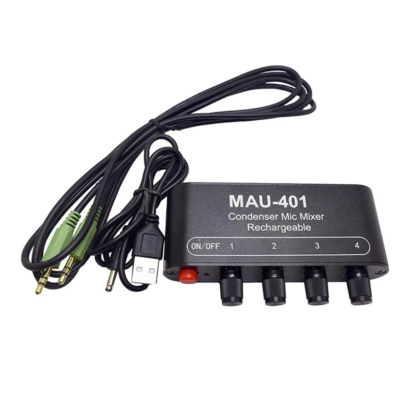 

Mini Audio Mixer Condenser Microphone Mixer Four-In-One Microphone Amplifier for Computer Mobile Phone Live Sound Card
