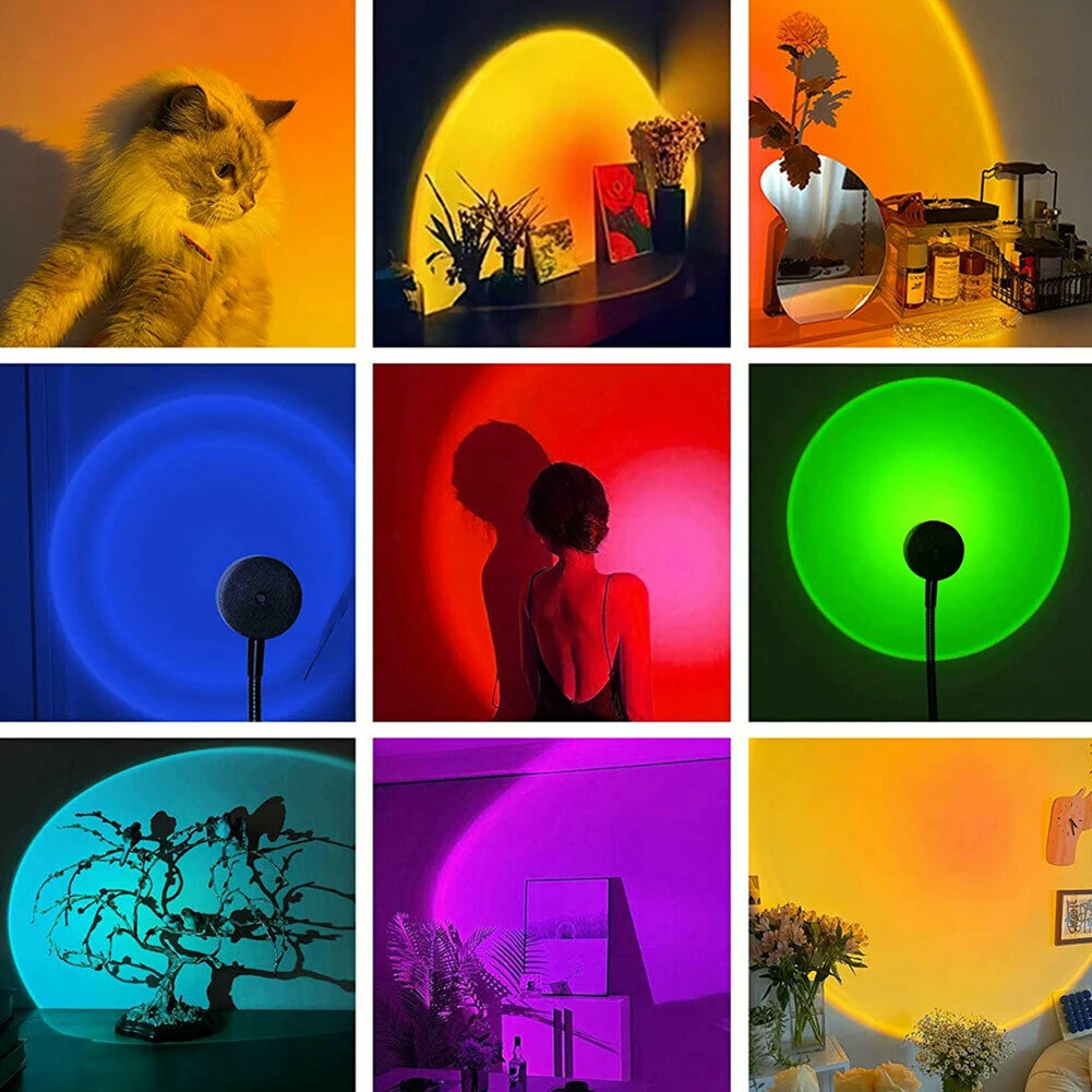 

Newest Aluminum Sunset Projection Lamp Car Rainbow LED Night Light Atmosphere Lamp Accessories Ambient Light
