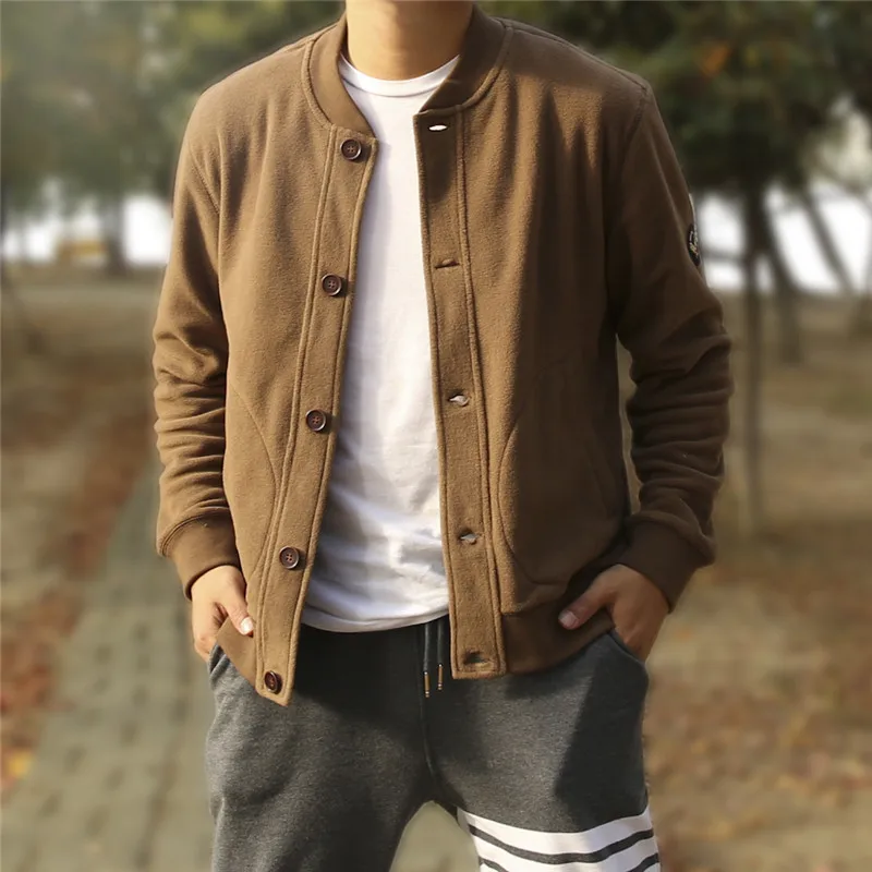 

Baseball Collar Jacket Cotton Varsity Jacket Men's Double-sided Shaker Velvet Coats Men Spring Coat