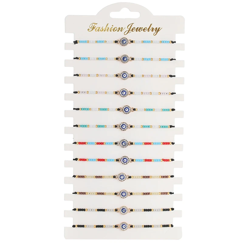 

12 шт./компл. наборы красочных браслетов с подвесками из бисера для регулируемых ювелирных изделий в богемном стиле