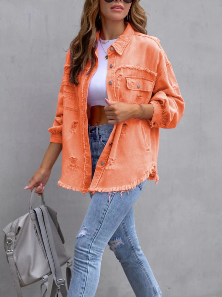 

Fashion New In Jackets for Women 2022 Denim Jacket Women Vintage Jean Coats Casual Long Sleeve Top Clothes Women Streetwear