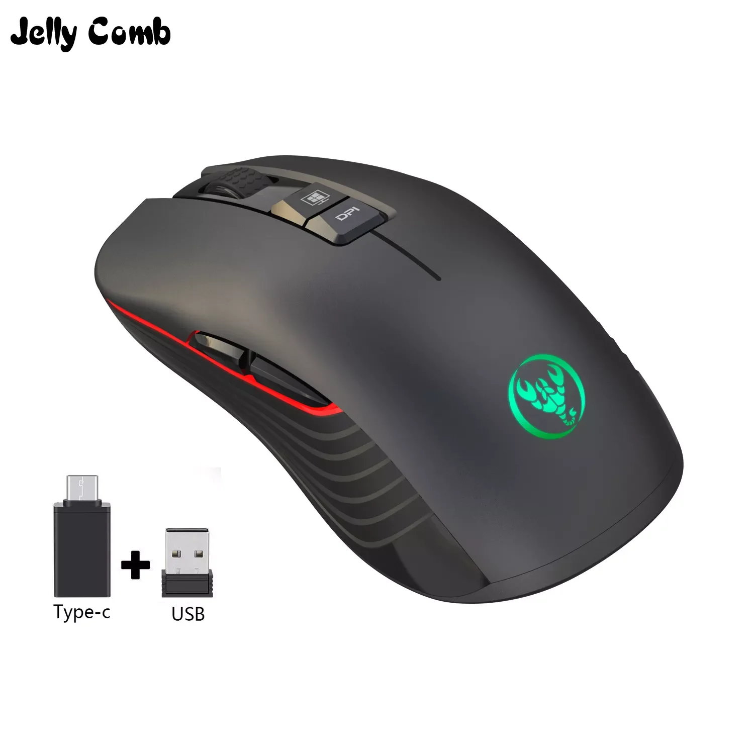 

Jelly Comb 2.4GHz Wireless Gaming Mouse Rechargeable 3600DPI Adjustable USB Type-C Silent Mice for Macbook Laptop Gamer
