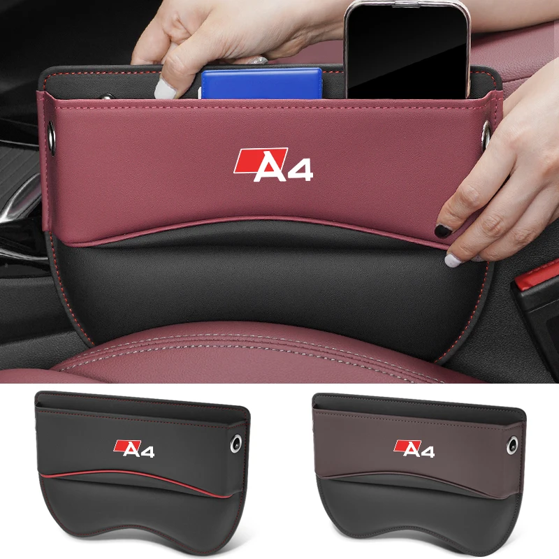 

For Audi A4 Car Seat Storage Box Car Seat Gap Organizer Seat Side Bag Reserved Charging Cable Hole Car Accessories