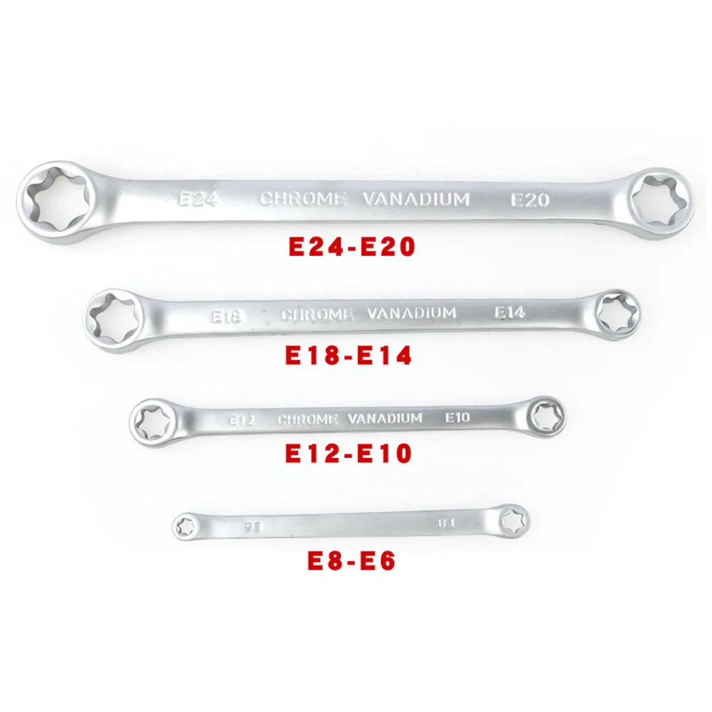 

4pcs Wrench E-type Double-headed Torx Wrench Hexagonal E - Ring Wrench Spanner E6-E24mm Repair Hand Tool Anti-corrosion Durable