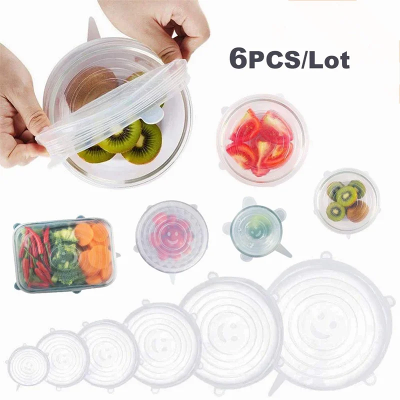

Silicone Cover Reusable Lid Glass Keep Food Fresh Durable Strong Sealing Stretch Lids Easy and Simple Outdoor No Leaking Picnics