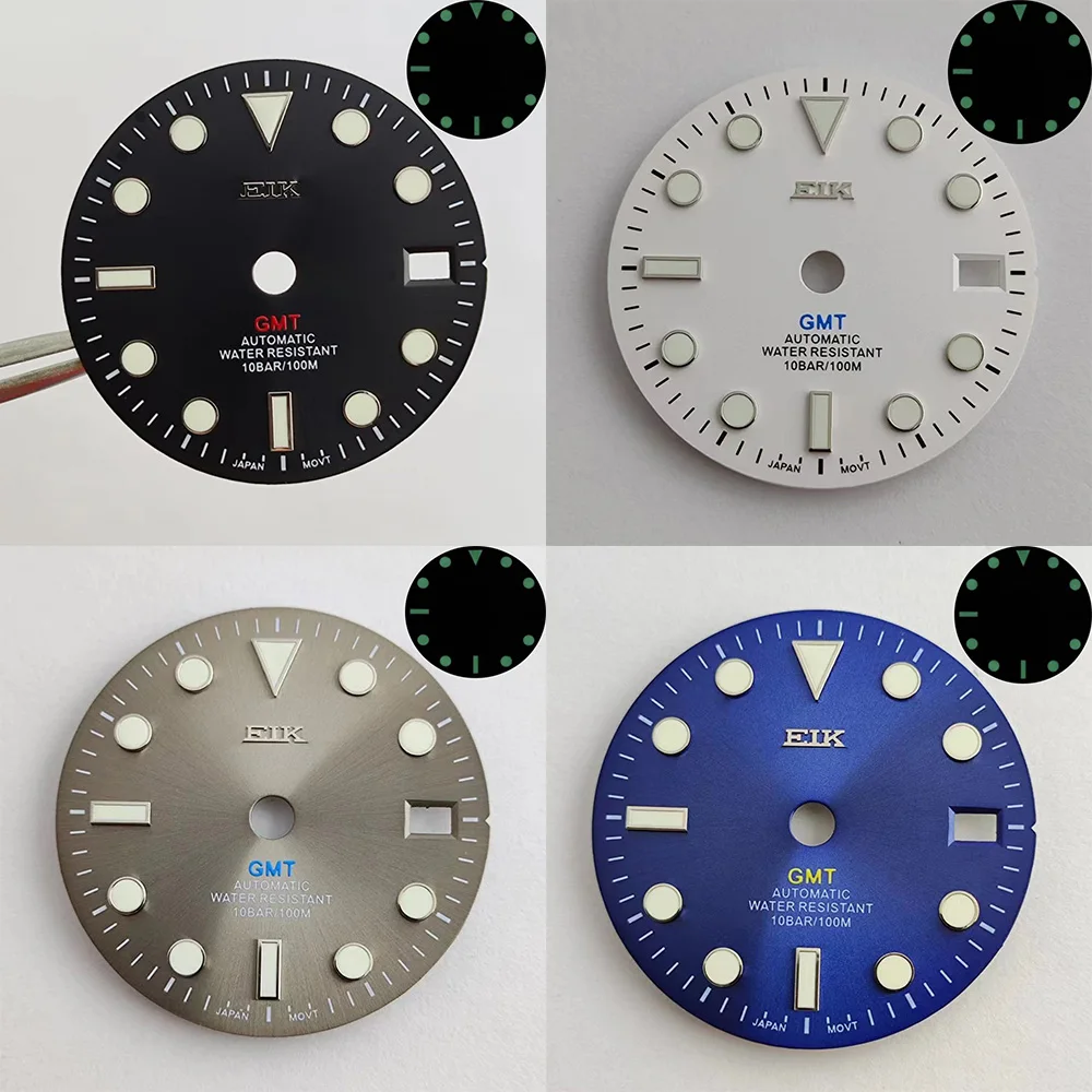 

29mm NH34 dial GMT Four Hands Green Luminous Watch Dial for NH34 Movement Modified Dials Replacement Watches Accessories