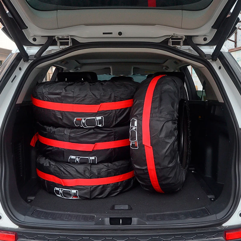 

4pcs Universal Car Spare Tire Covers Case Tires Storage Bags Auto Wheel Tires Storage Bags Vehicle Tyre Waterproof Polyester Bag