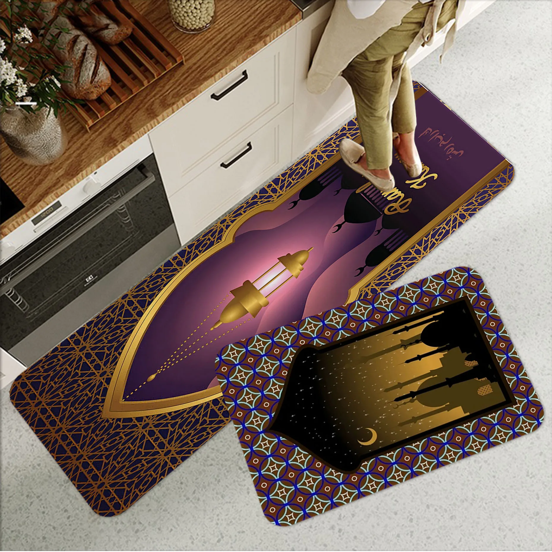 

Muslim Prayer Bath Mat Non-Slip Laundry Room Mat Laundry Decor Balcony Child Living Room Toilet Rug