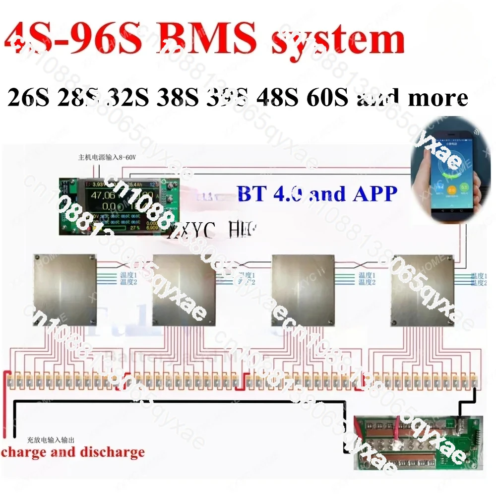 4S 96S Система BMS 12S 24S 36S 48S 60S 72S 84S 100A 150A 96V 108V 120V 132V 144V 168V 180V li ion lifepo4 LTO