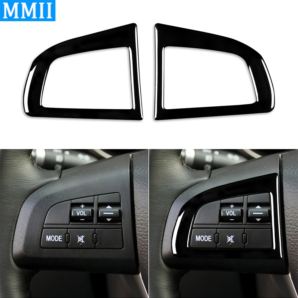 For Mazda 3 Axela 10-13 Mazdaspeed 3 Piano Black Steering Wheel Button Frame Plastic Plate Panel Trim Cover Car Interior Sticker