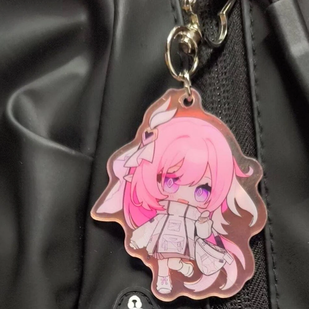 Фото Брелок для ключей Honkai Impact 3 Elysia, акриловый брелок-подвеска с лазерной гравировкой, аксессуар для сумки, украшение, реквизит №3