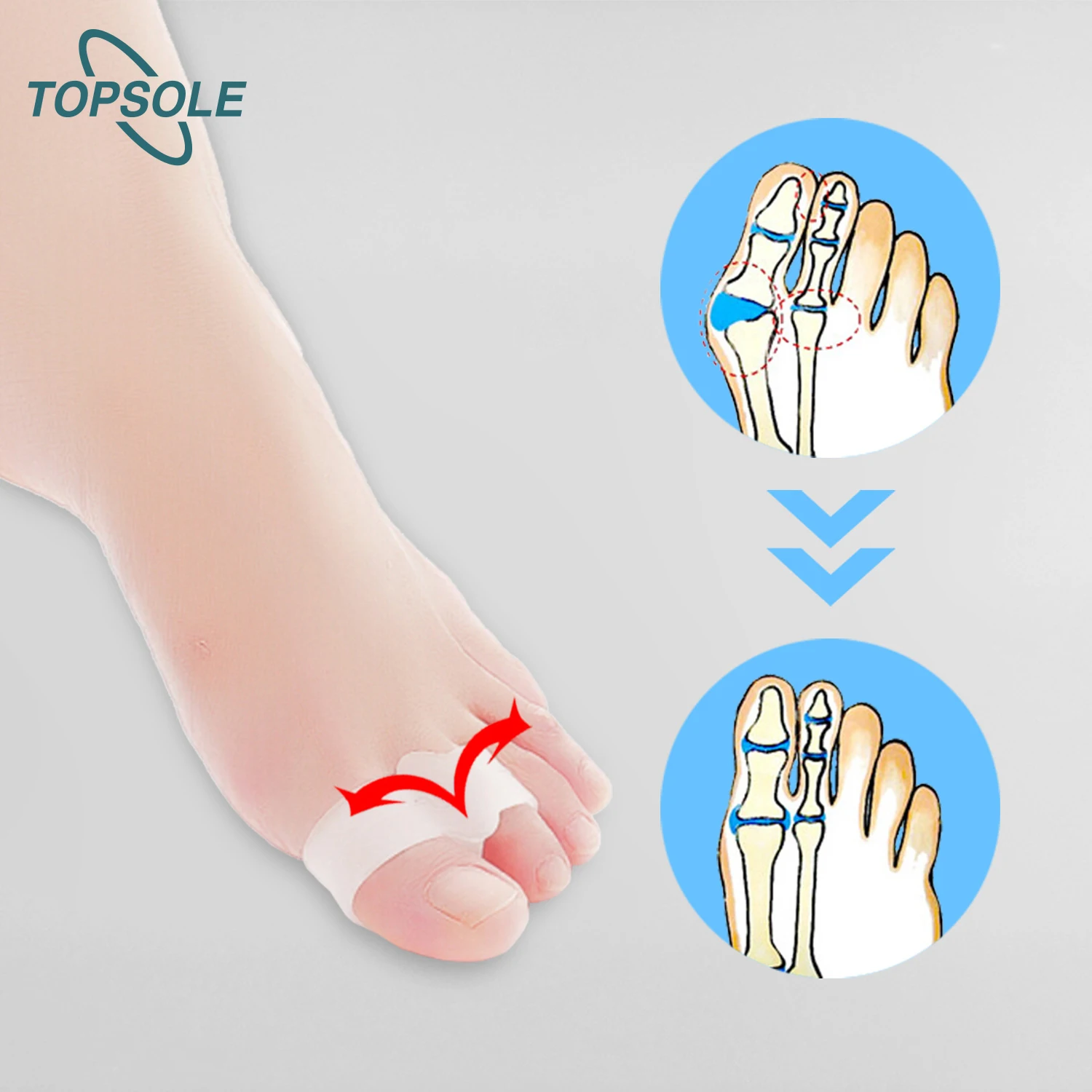 

TOPSOLE Silicone Foot Care Products 2 Hole Toe Separator Relieves Pain Thumb Valgus Protector Foot Fasciitis Treatment Silicone