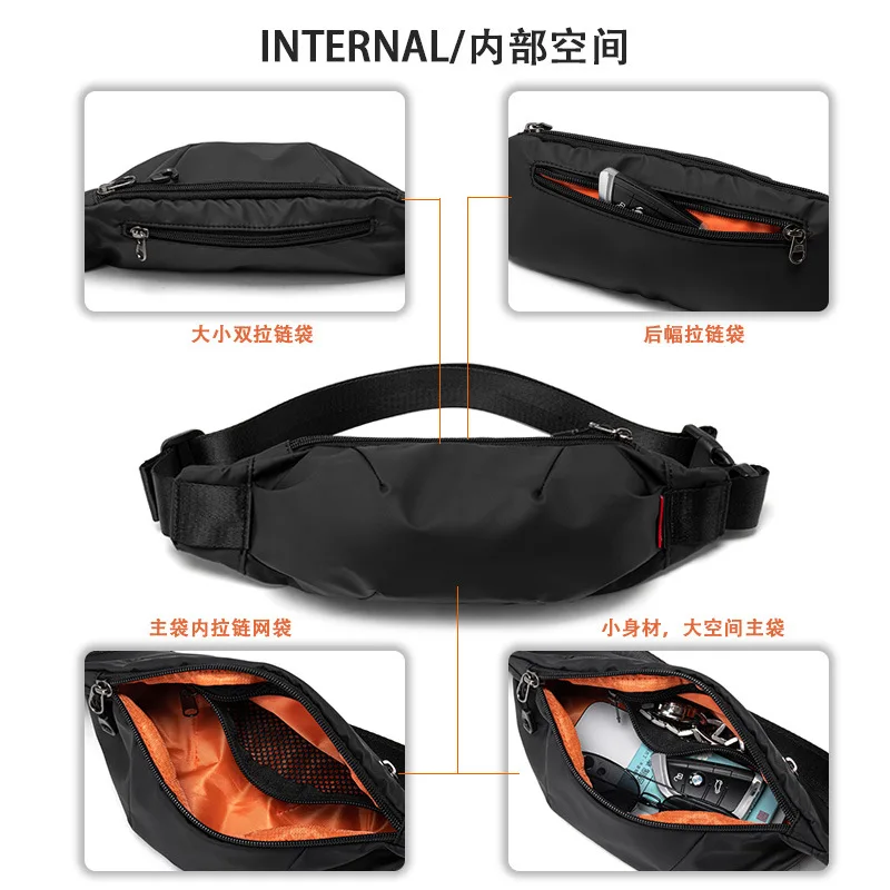 Men's Trendy Mini Waist Bag, Can Be Worn Single Shoulder, Crossbody Or Chest Sling, Fashionable With Ins Style Pochete