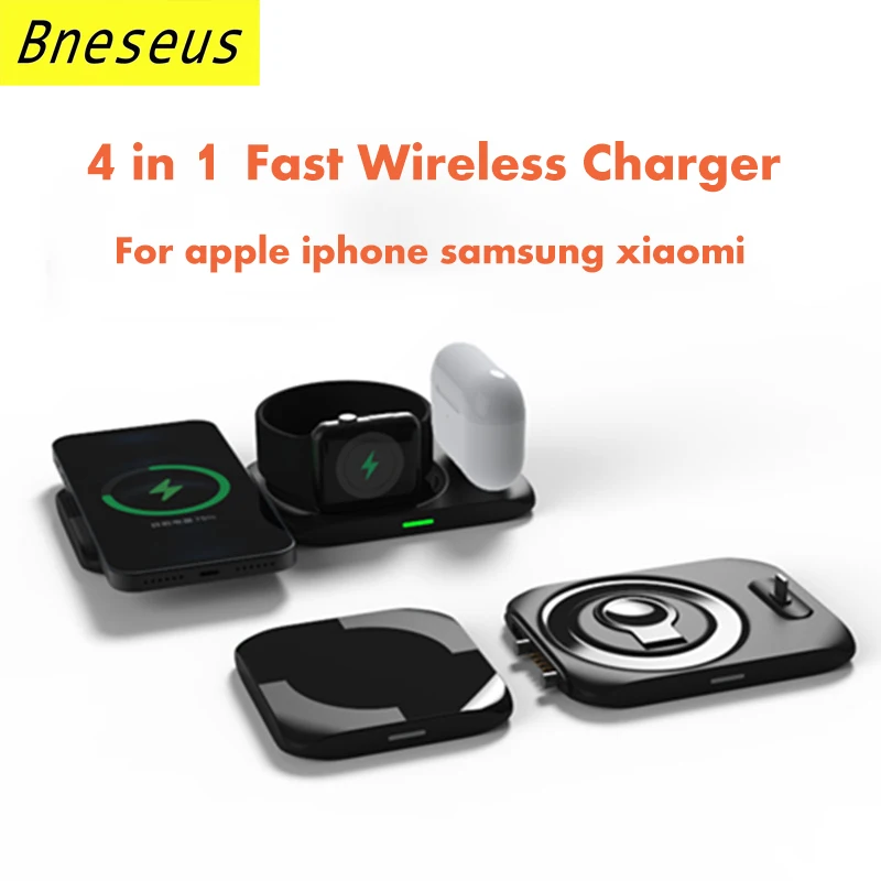 

4 in 1 Wireless Charger Pad Stand 15W Fast Charging Dock Station For Apple iPhone 14 13 12 11 AirPods Pro iWatch Samsung Xiaomi