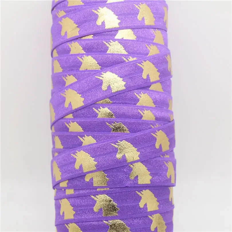 DHK 5/8 ''фольга золотой единорог с принтом складная эластичная повязка на