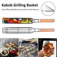barbecue basket portable bbq grilling basket stainless steel nonstick camping barbecue tools outdoors kitchen bbq accessories