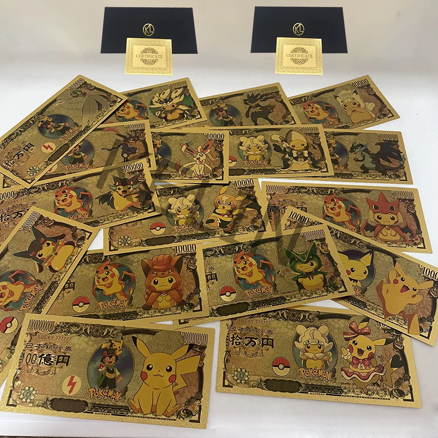 

NEW Beautiful 20 Designs Anime Designs Cute Pokect Animals Monster Gold Banknotes Classic Memory Colletion and Kids Great Gift
