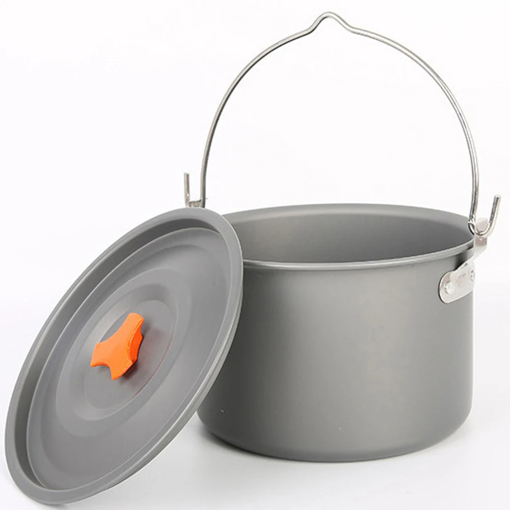 

Походный подвесной чайник для воды объемом 4 л, посуда, посуда для улицы, котелок, посуда на 6 персон, для пикника, приготовления пищи, туризма,...
