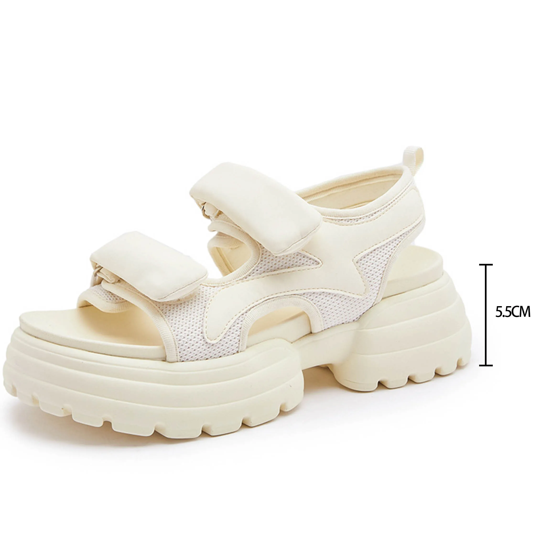 Women Sandals Mesh Hook&Loop Comfy Platform 2023 New Soft Women Lightweight Summer Sandals Outdoor Casual Beach Female Sandals