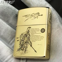 zorro sparta brass kerosene lighter five side fine carving handle open flame smoking accessories gift