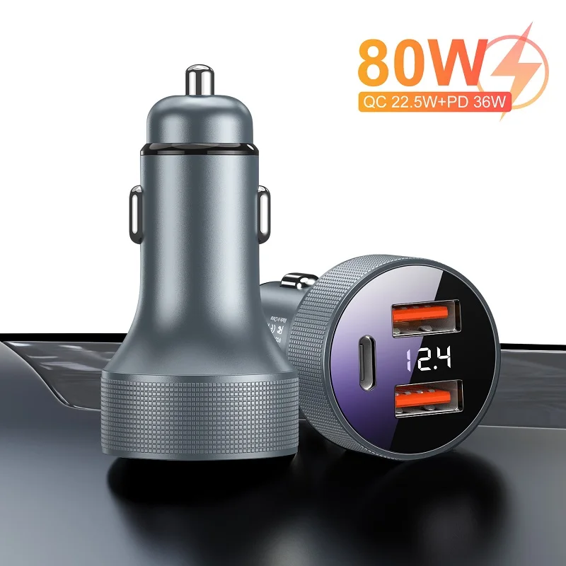 

UKGO 80W Car Charger USB Type C Dual Port USB Phone Charger PD Fast Charging For iPhone 11 14 Xiaomi Samsung iPad Laptops Tablet