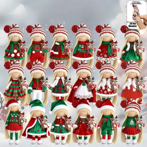 Деревянные рождественские фигурки кукол 12/18 шт.