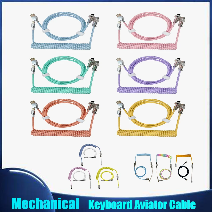 

USB C Mechanical Keyboard Aviator Cable Coiled Type-C Aviation Connector Spring Wire For Laptop PC Gamer Keyboards Accessories