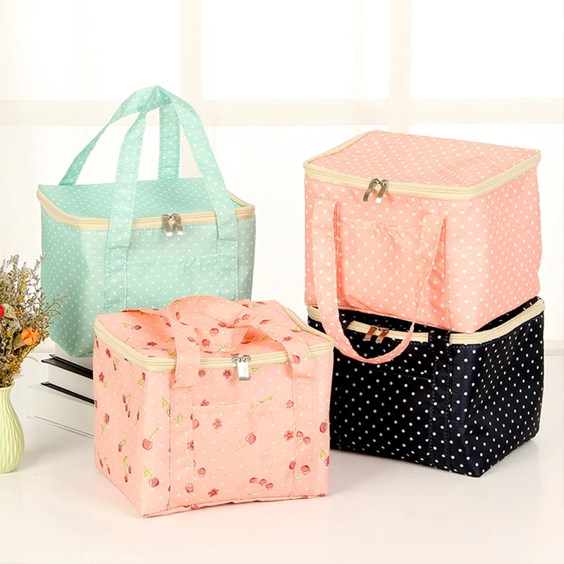 

Hot Sale Lunch Bag Insulated Dot Print Picnic Carry Case Thermal Portable Bento Pouch Lunch Container Travel Food Storage Bag