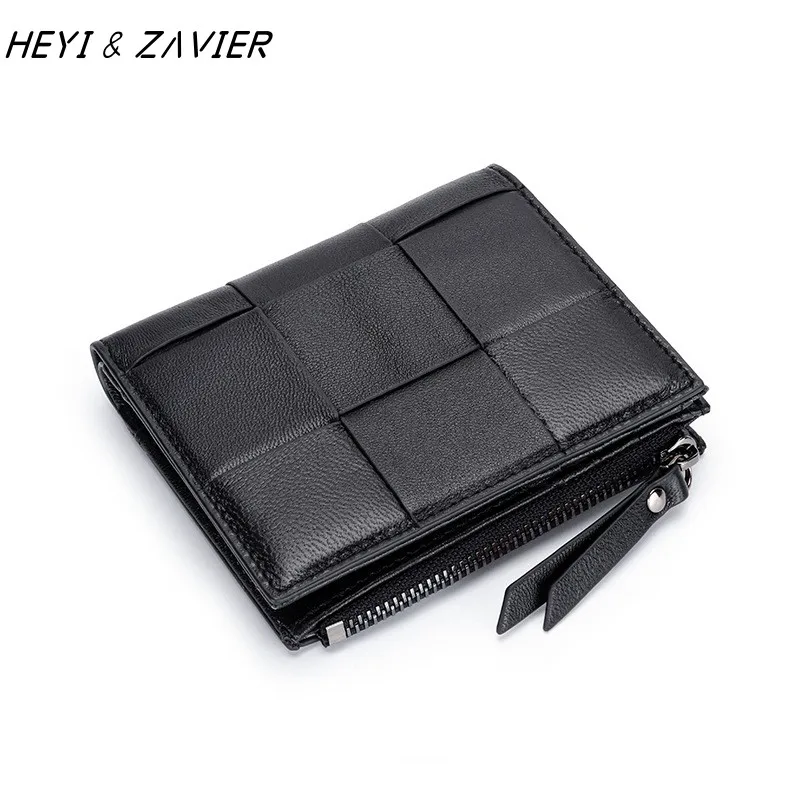 

Lambskin Hand-Woven Short Wallet Women's 2022 New Japanese And Korean Leather Zipper Coin Purse Half-Fold Women's Wallet