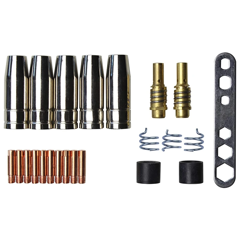 

Wear Parts Set Suitable For MIG/ MB15 23 Parts 5X Gas Nozzle 2 X Nozzle Holder 10 X Contact Nozzle M6 And Many Others