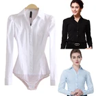 Женское боди с длинным рукавом, Офисная белая рубашка для работы, облегающие Модные топы и блузки, женская одежда, 2022