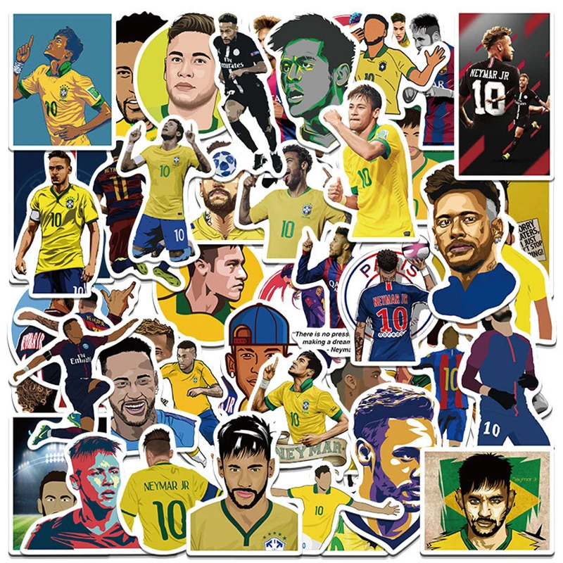 

10/50PCS Brazil Football Star Cartoon Graffiti Waterproof Sticker Suitcase Notebook Refrigerator Skateboard