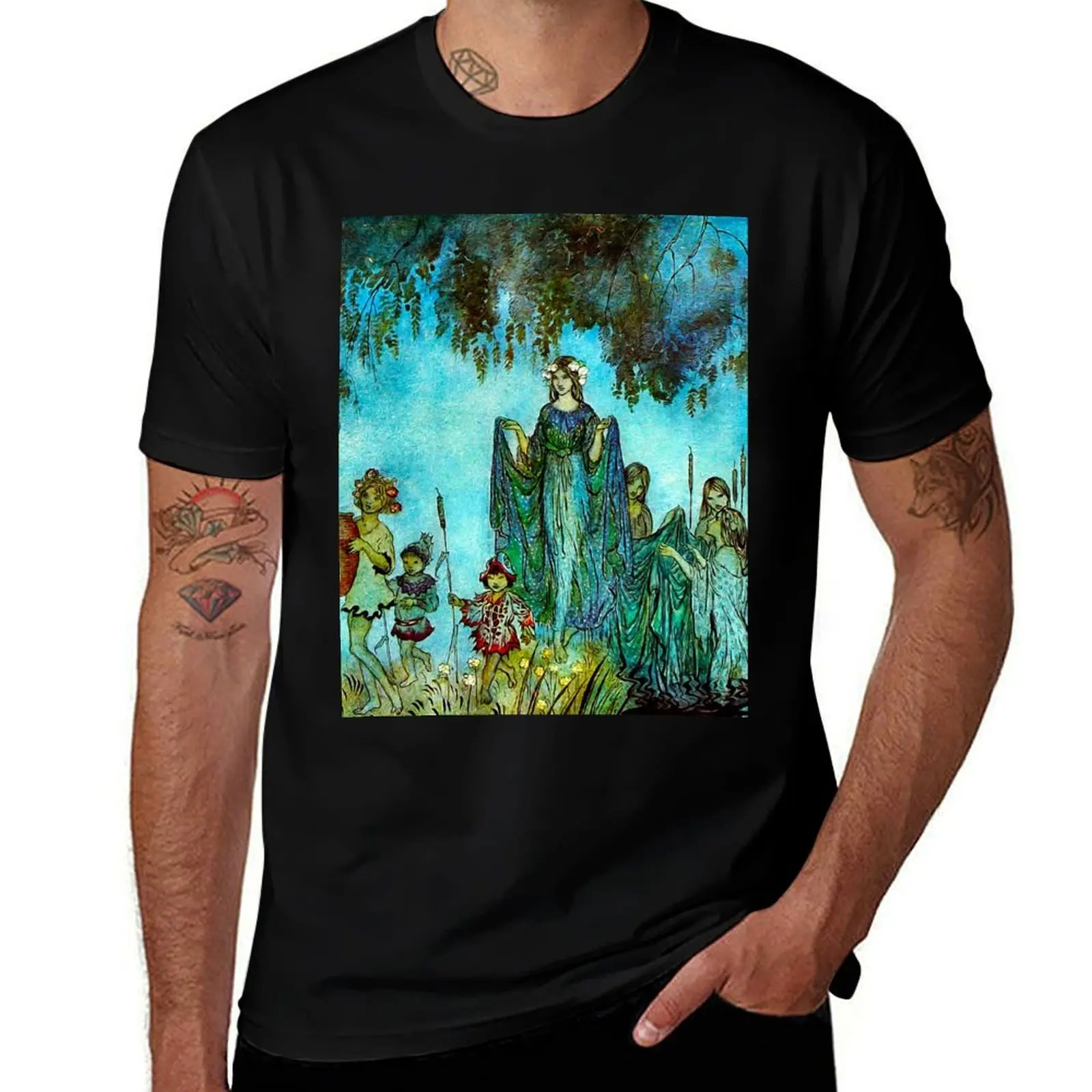 Фото Футболка Arthur Rackham- Fairy Procession, простой повседневный топ больших размеров №1