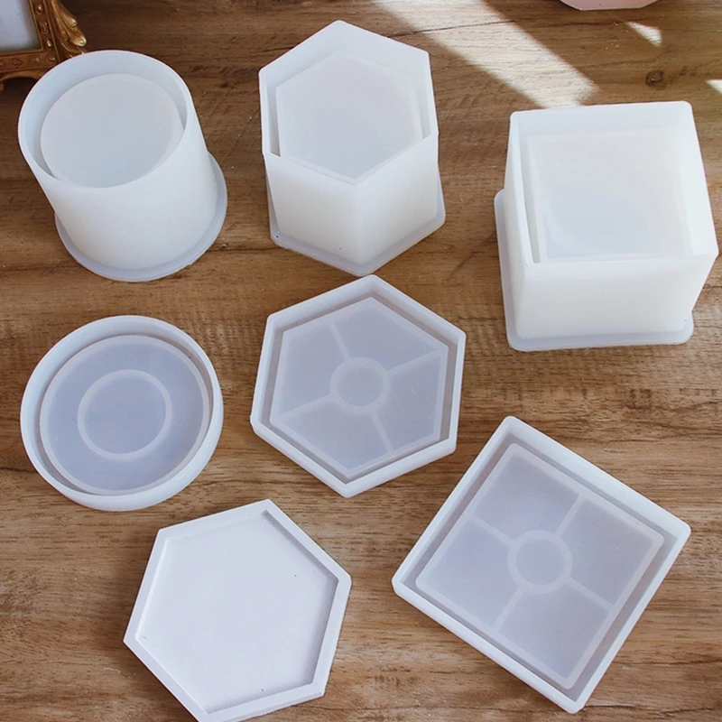 

1 Set Pen Holder Flower Pot Epoxy Resin Mold Succulent Plants Pot Silicone Mould