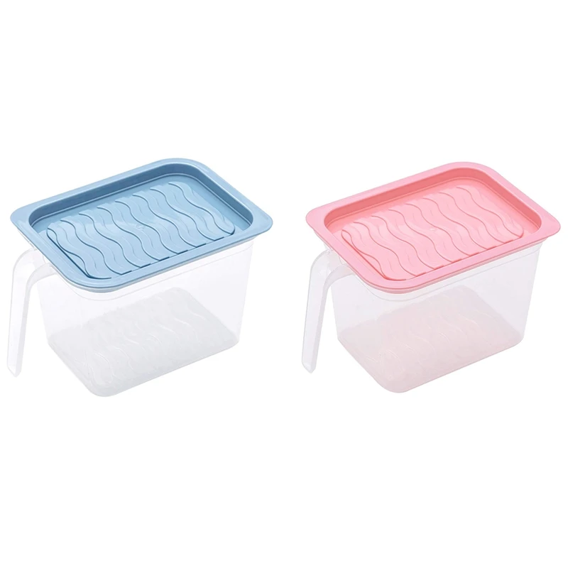 

2Pcs Refrigerator Multi-Layer Fresh-Keeping Box Kitchen Sealed Storage Fresh-Keeping Storage Box (Blue+Pink)