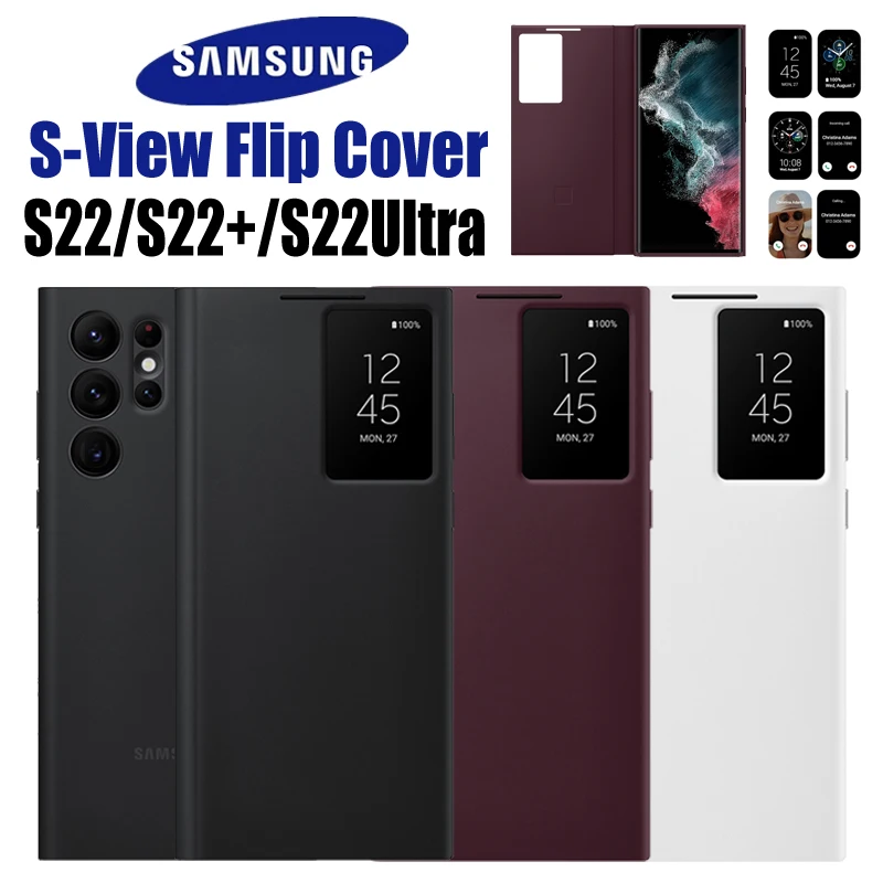 

Samsung оригинальный S22 Ultra S-View простой стильный флип-чехол для Galaxy S22 Plus S22 + светодиодный флип-чехол