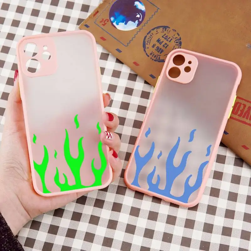 

Flame Colorful pattern Phone Case matte transparent For iphone 7 8 11 12 13 plus mini x xs xr pro max cover