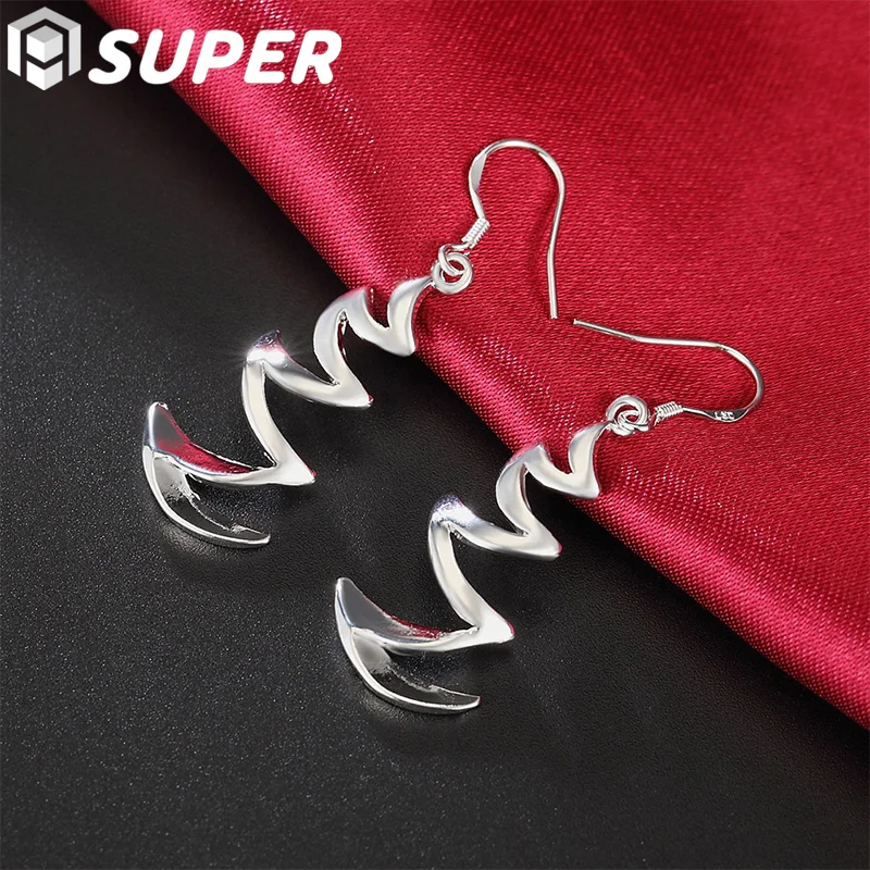 

925 Sterling Silver Crescent Drop Earrings Charm Women Jewelry Fashion Wedding Engagement Party Gift