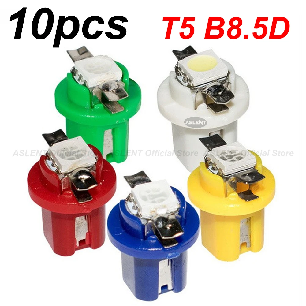 

10 шт. T5 B8.5d светодиодный светильник для приборной панели автомобиля, скоростные фонари, лампы для салона автомобиля, аксессуары для приборной панели, боковой выключатель, лампы 12 В B8.5
