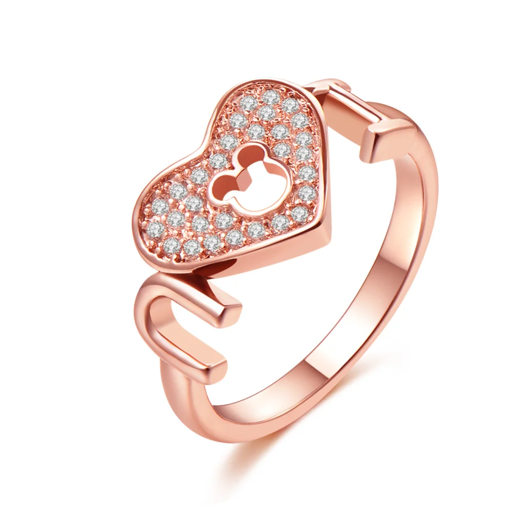 

Mickey Mouse Disney Anime Heart Hollow Rings for Couple Jewelry Accessories Fashion Lover Ring Women Boy Girl Birthday Xmas Gift