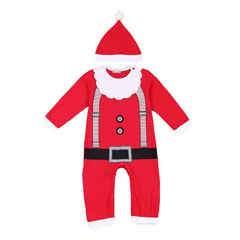 

SAILEROAD New Christmas Santa Claus Toddler Baby Girls Children' Clothing Costume Kids Boys Long Sleeve Boys Romper+Hat Set