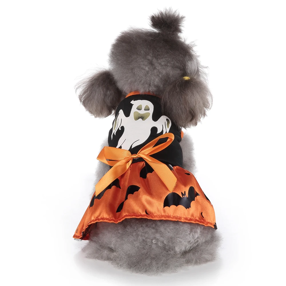 Halloween Christmas Ghost Devil Bat Witch Skull Head Black Orange Pet Cat Dog Fall Winter Cute Cosplay Dress Short Skirt 2022