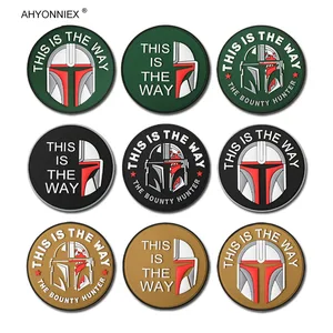 AHYONNIEX 1PC Fashion PVC Tactical Military Patch Mandaro Bounty Hunter Badge Rubber Stickers Morale DIY Decorations