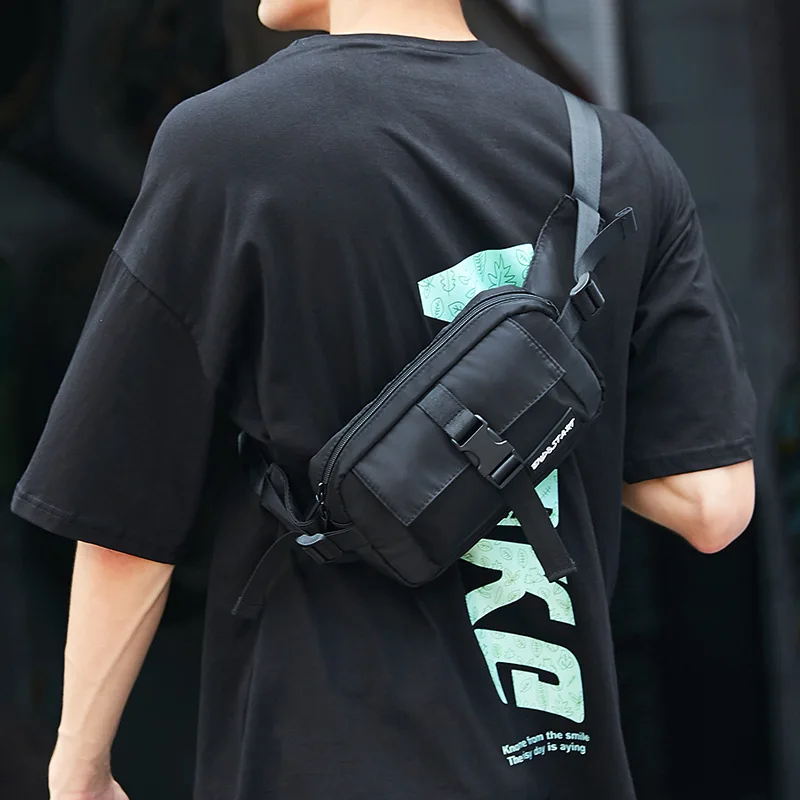 

Нагрудная сумка через плечо для мужчин 2022, поясная сумка из ткани Оксфорд, мужская сумка-мессенджер на плечо, водонепроницаемая модная черн...