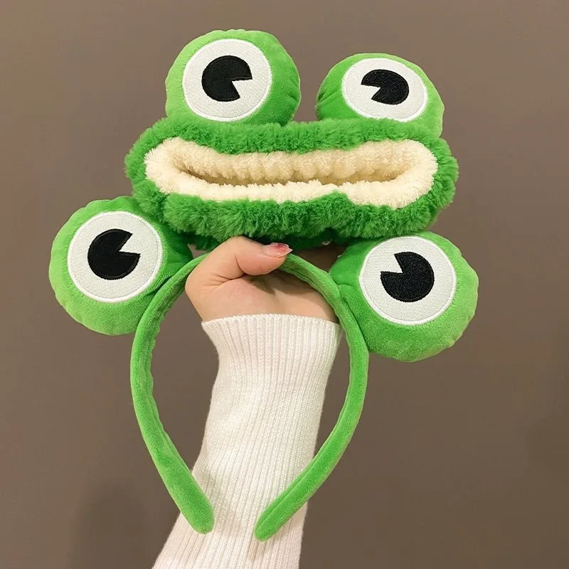 

NEW Frog Washing Face Hair Band Big Eyes For Girls Ladies Plush Winter Furry Autumn Winter Plush Headband Wash Makeup Cartoon