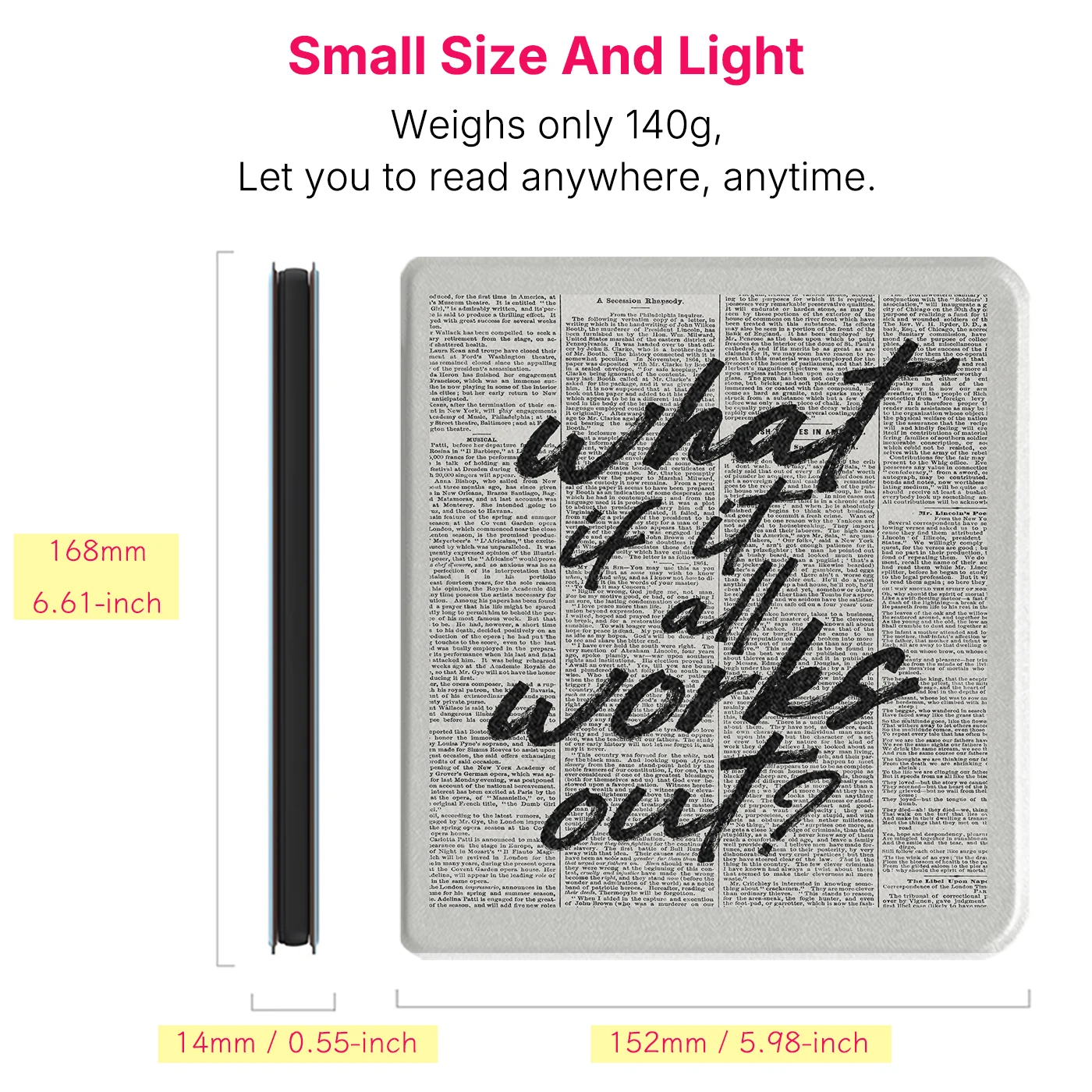 Чехол Murmelo для Kobo Libra 2  Libra Colour 7 дюймов, мягкий чехол из ТПУ с откидной подставкой, винтажный дизайн в стиле газетной обложки (art.: 3920dbb36552b) - 3920dbb36552b